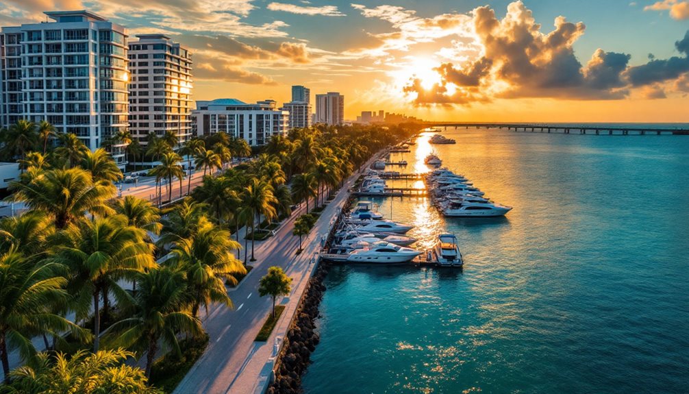 scenic bayside residential suburb miami